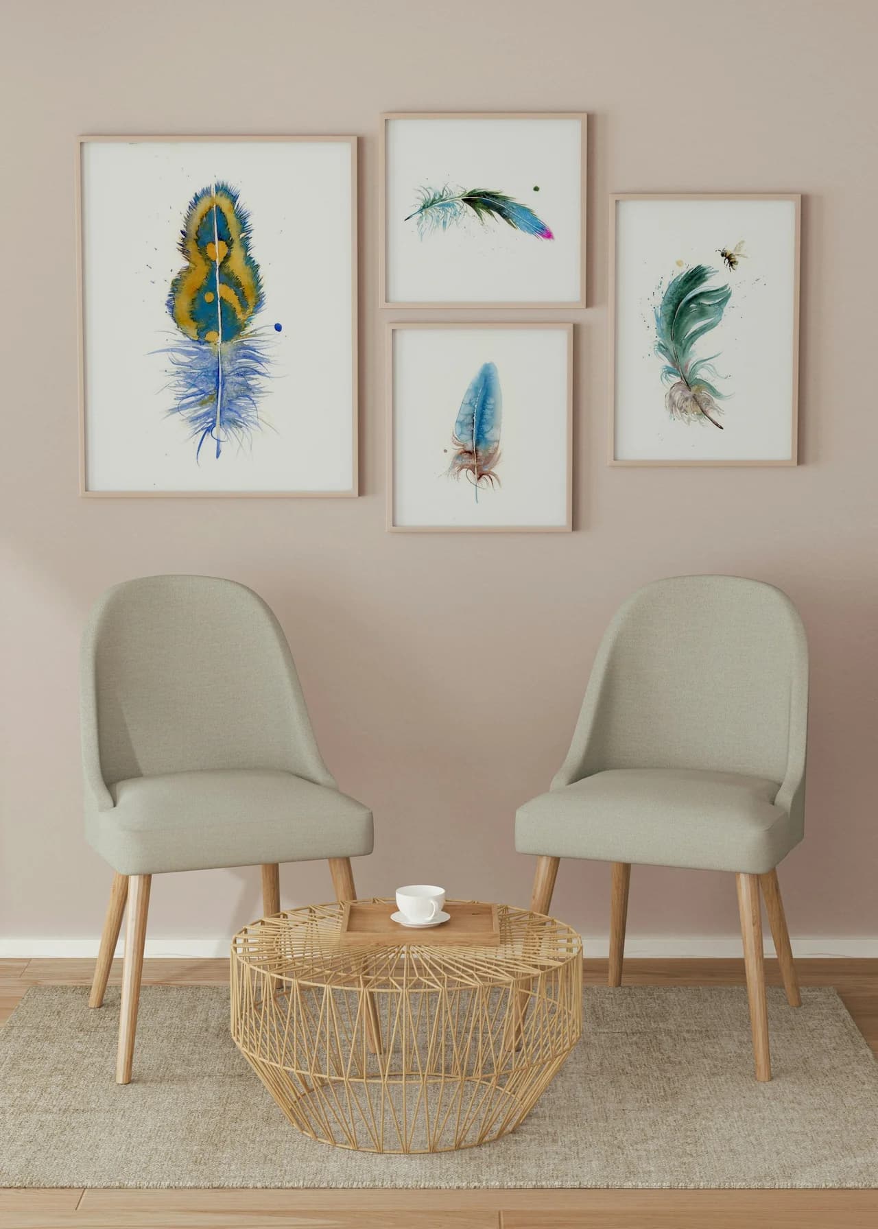 Peacock shown in a room setting
