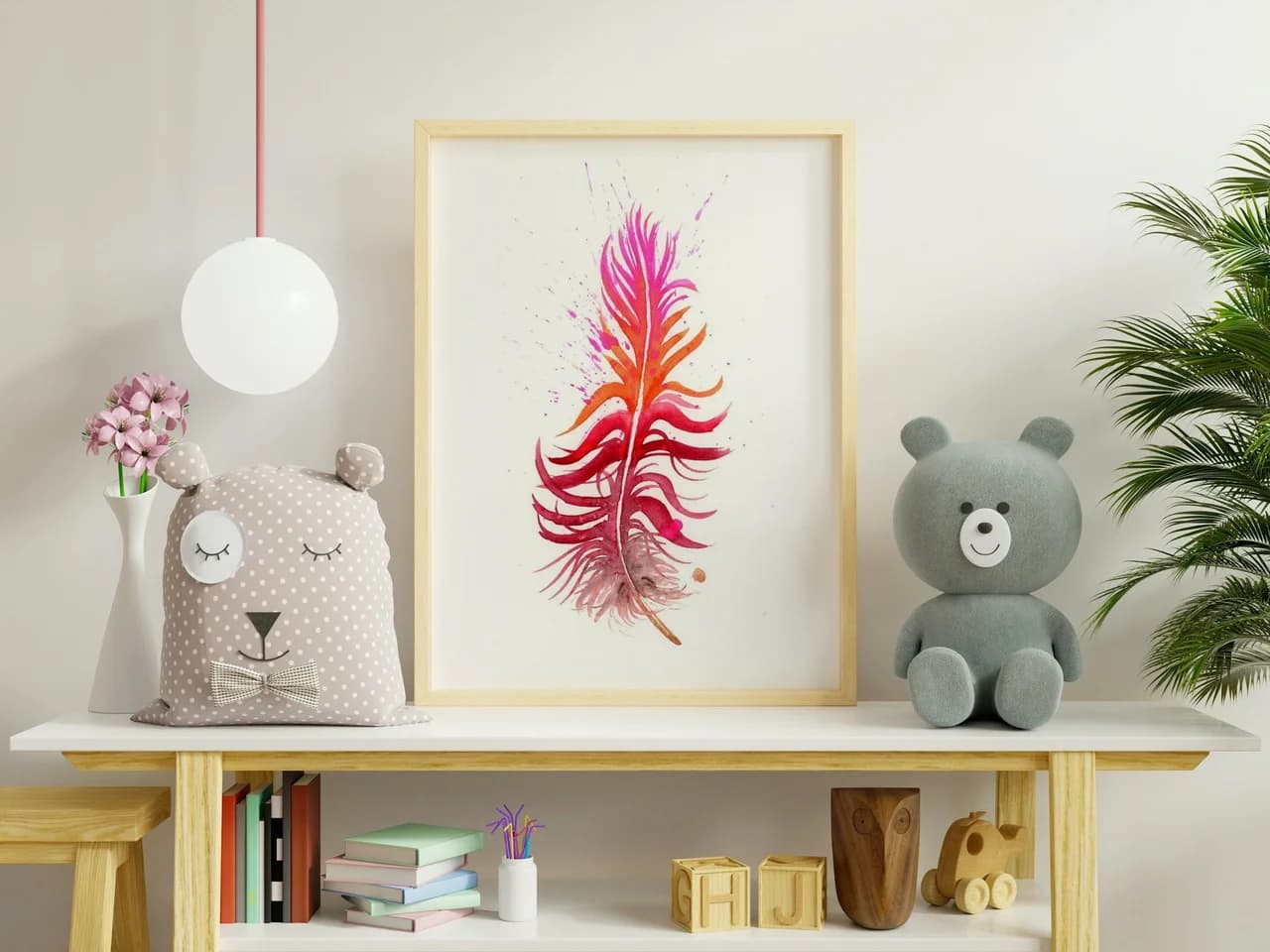 Scarlet Macaw shown in a room setting