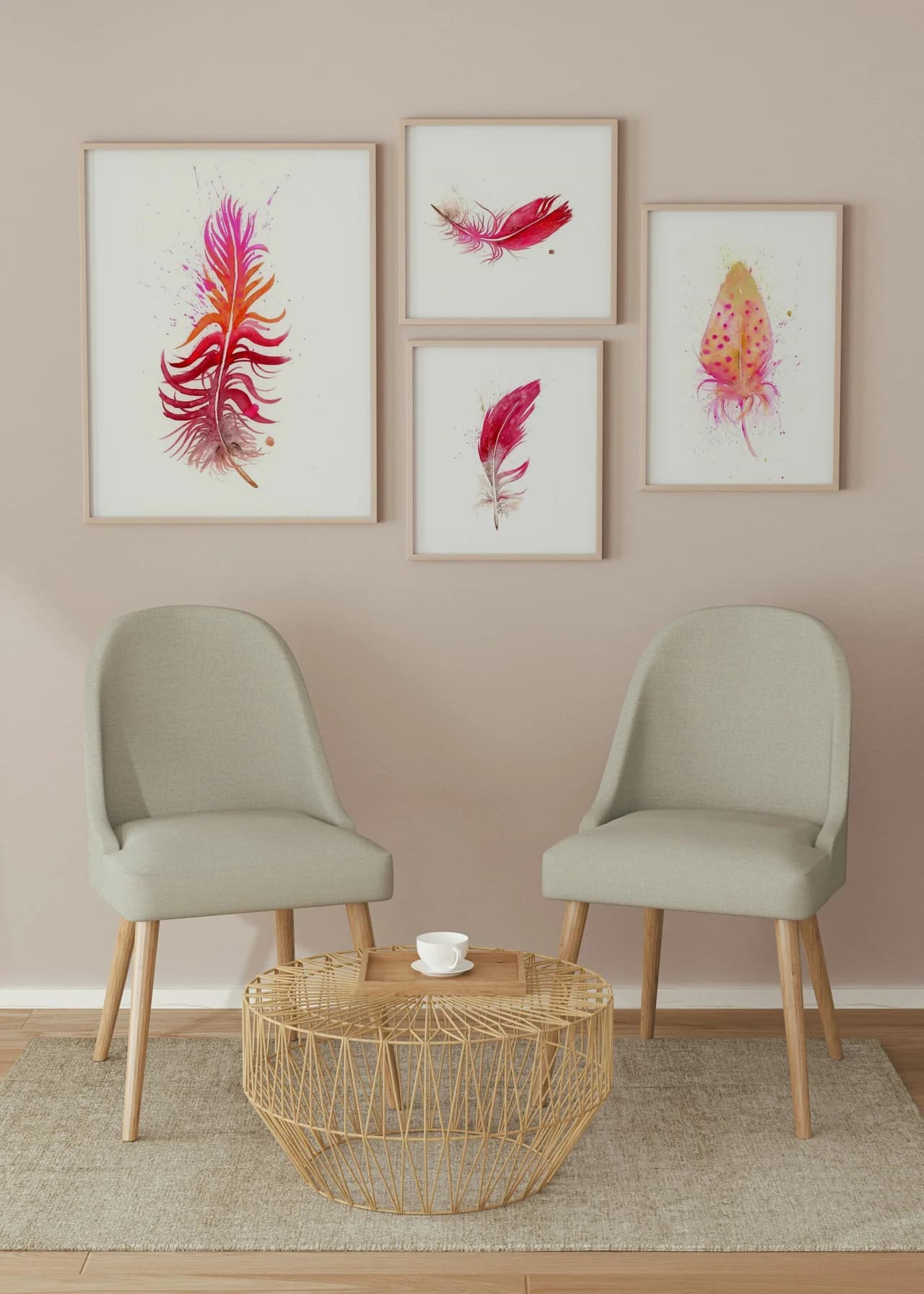 Scarlet Macaw shown in a room setting