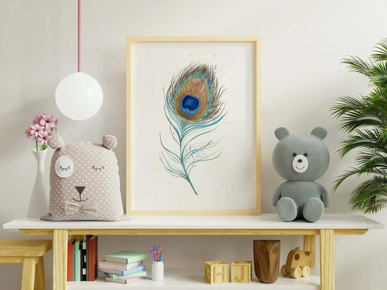 Peacock shown in a room setting