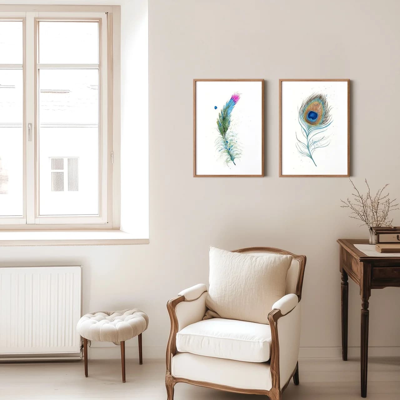 Peacock shown in a room setting