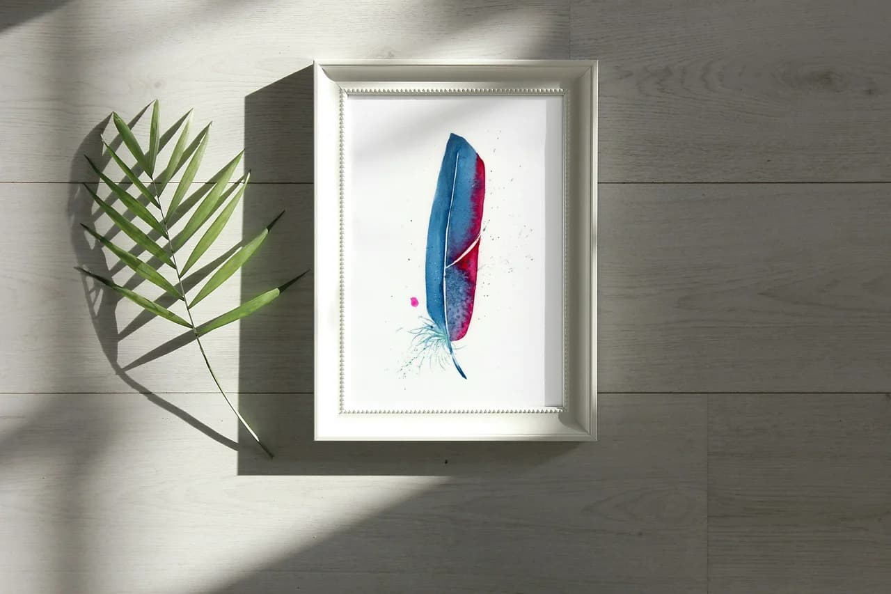 Macaw shown in a room setting