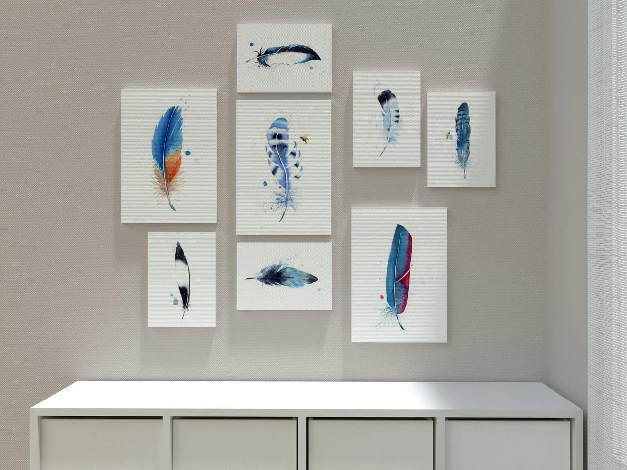Macaw shown in a room setting