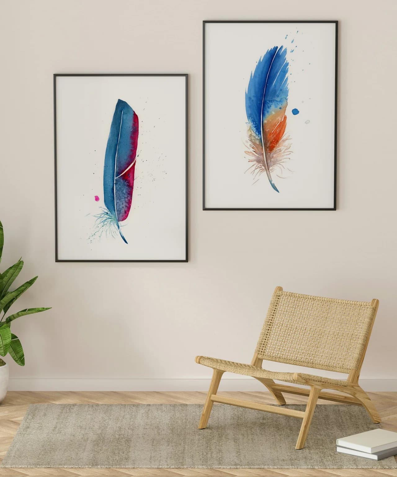 Macaw shown in a room setting