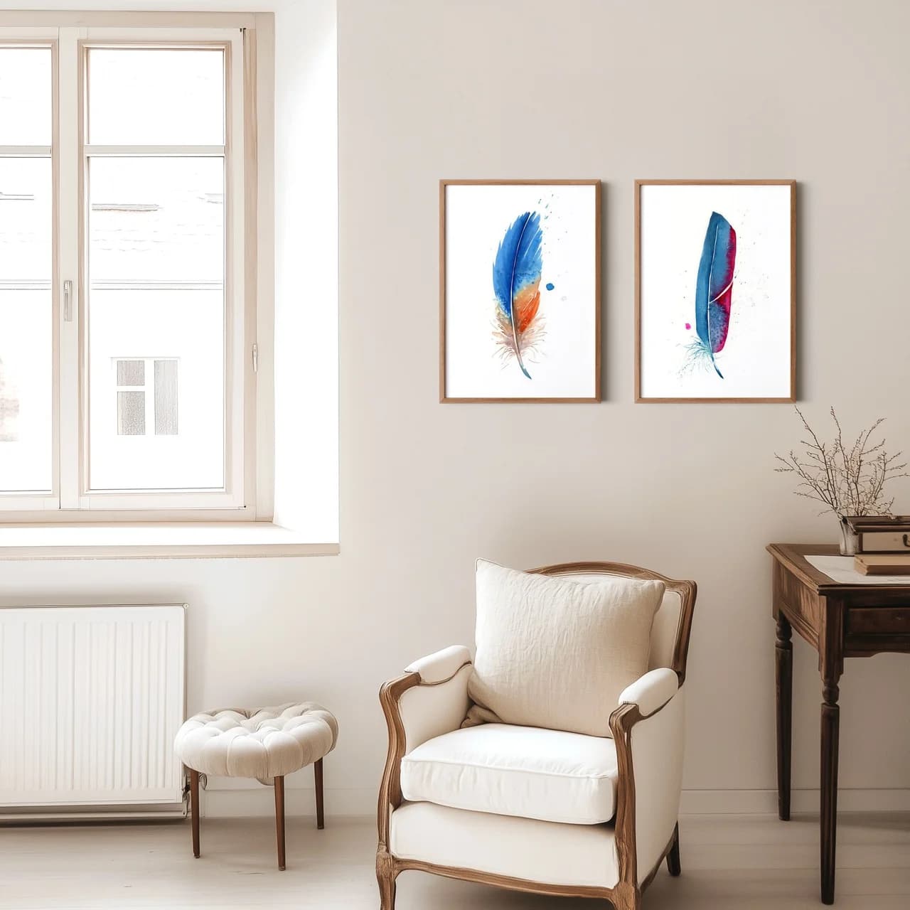 Macaw shown in a room setting