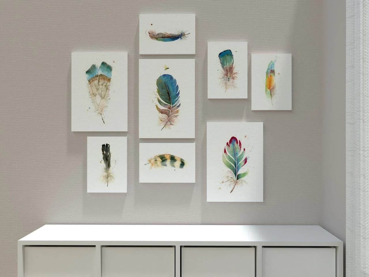 Turaco shown in a room setting