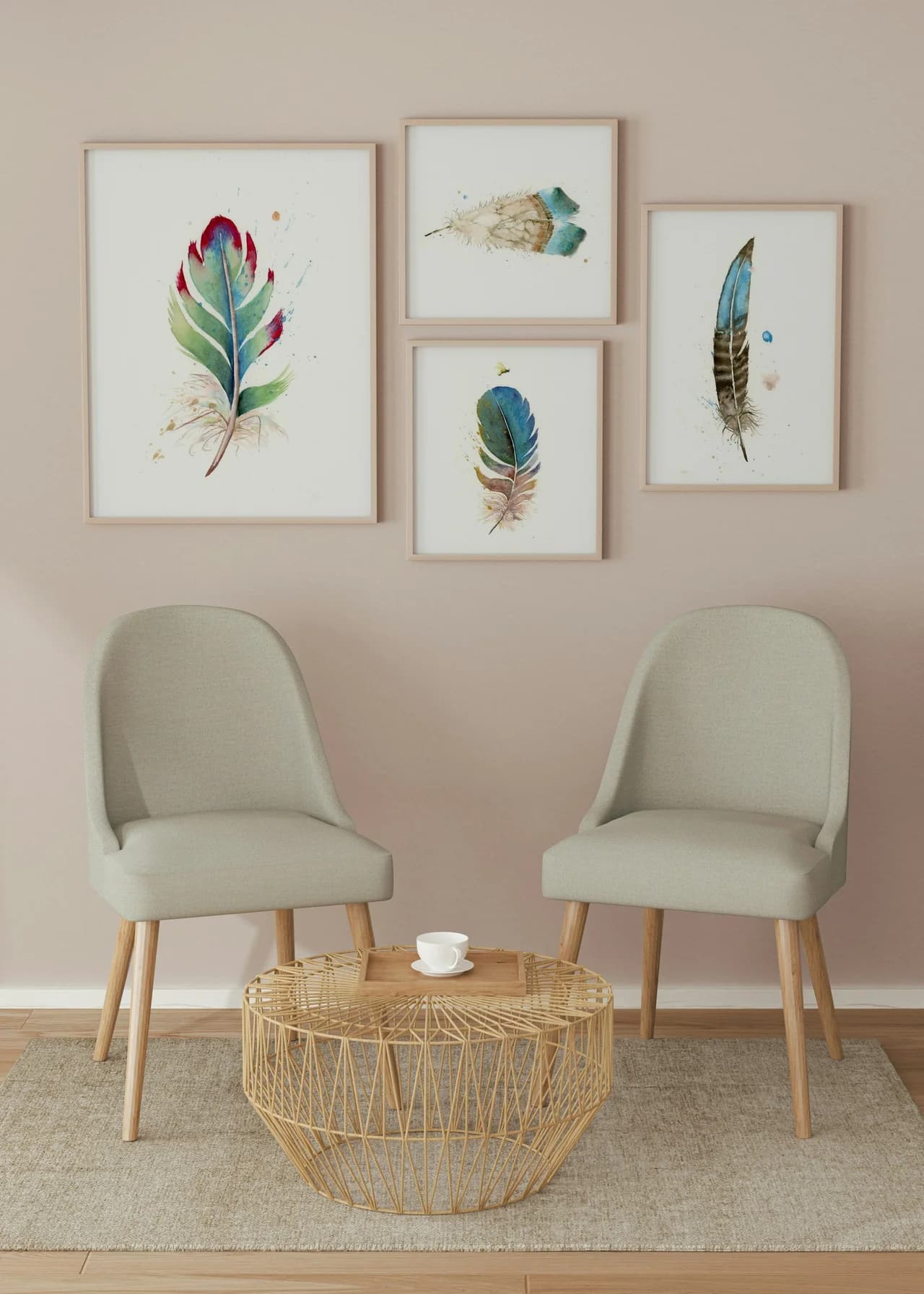 Turaco shown in a room setting