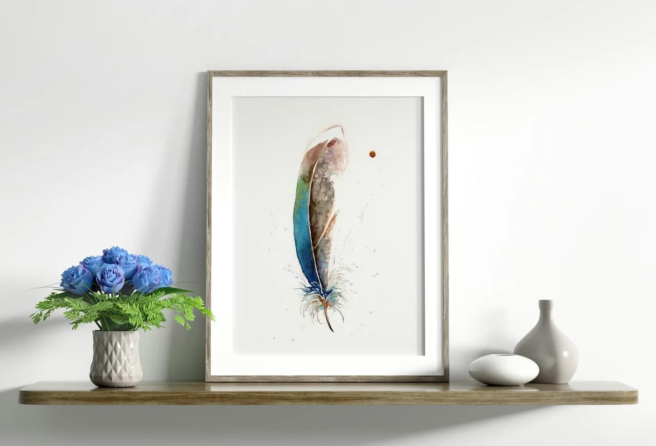 Great Blue Heron shown in a room setting