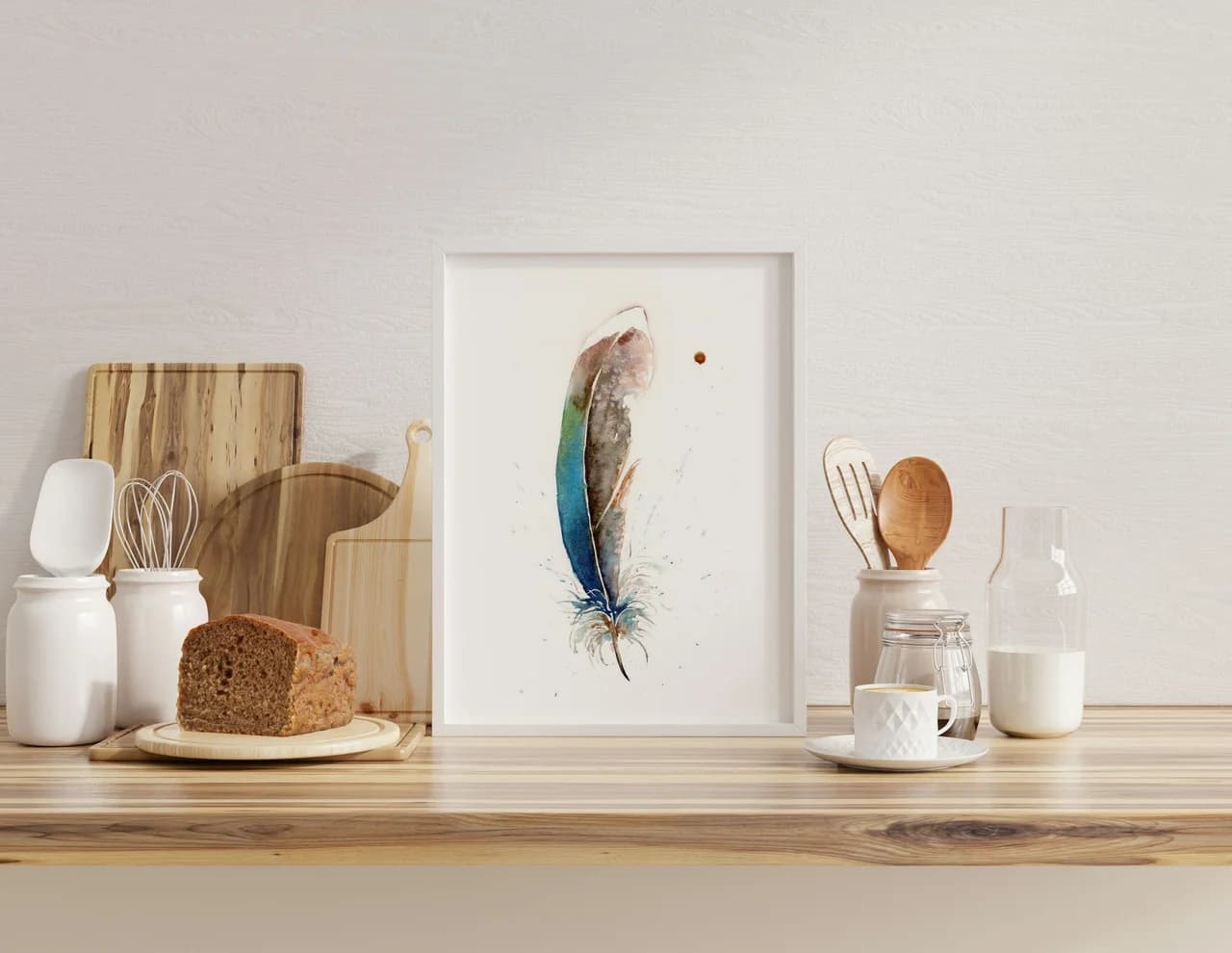 Great Blue Heron shown in a room setting