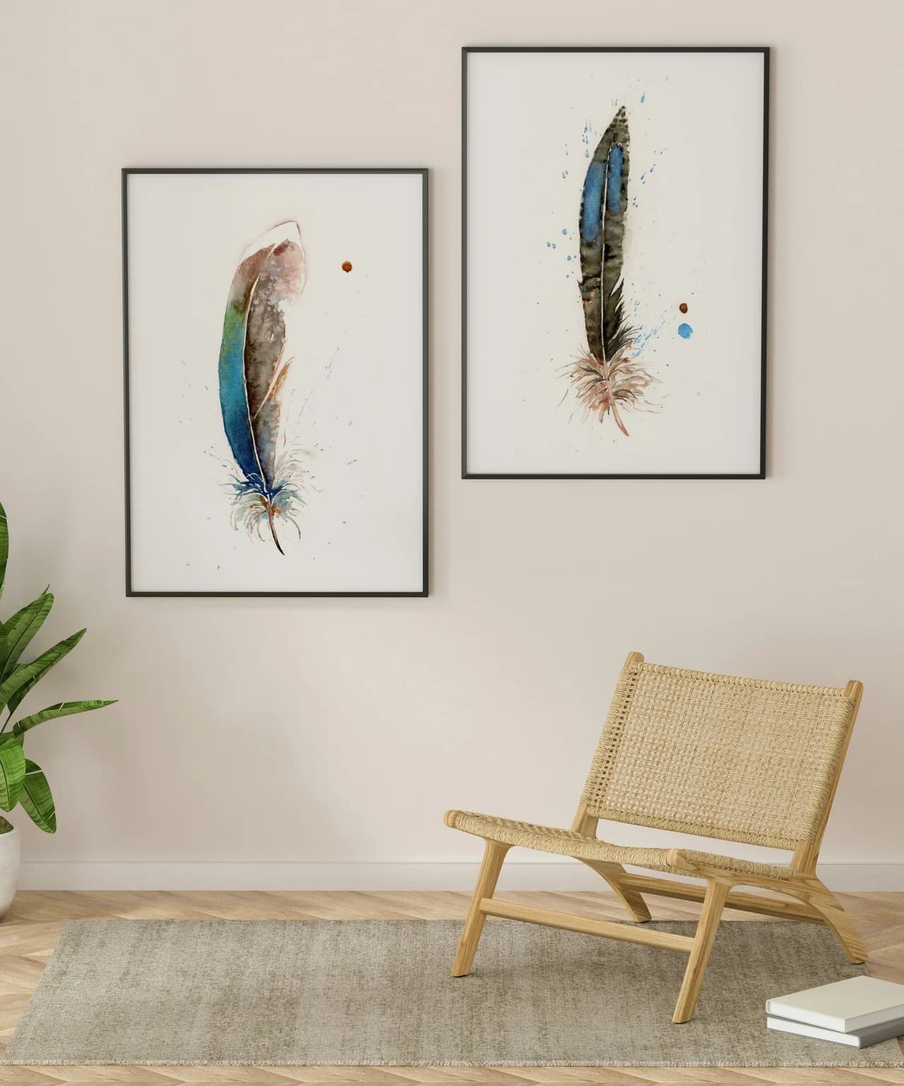 Great Blue Heron shown in a room setting
