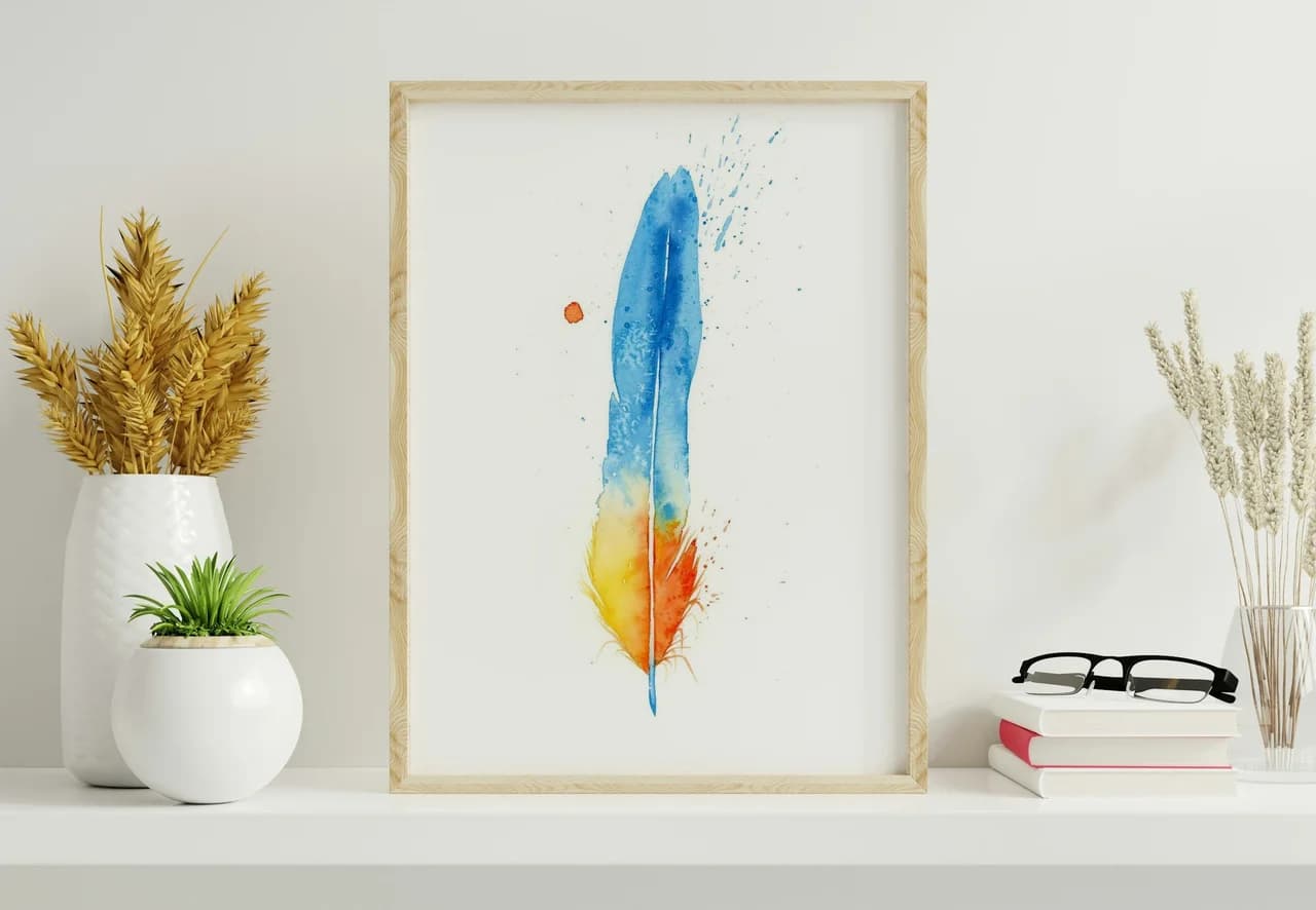 Macaw shown in a room setting