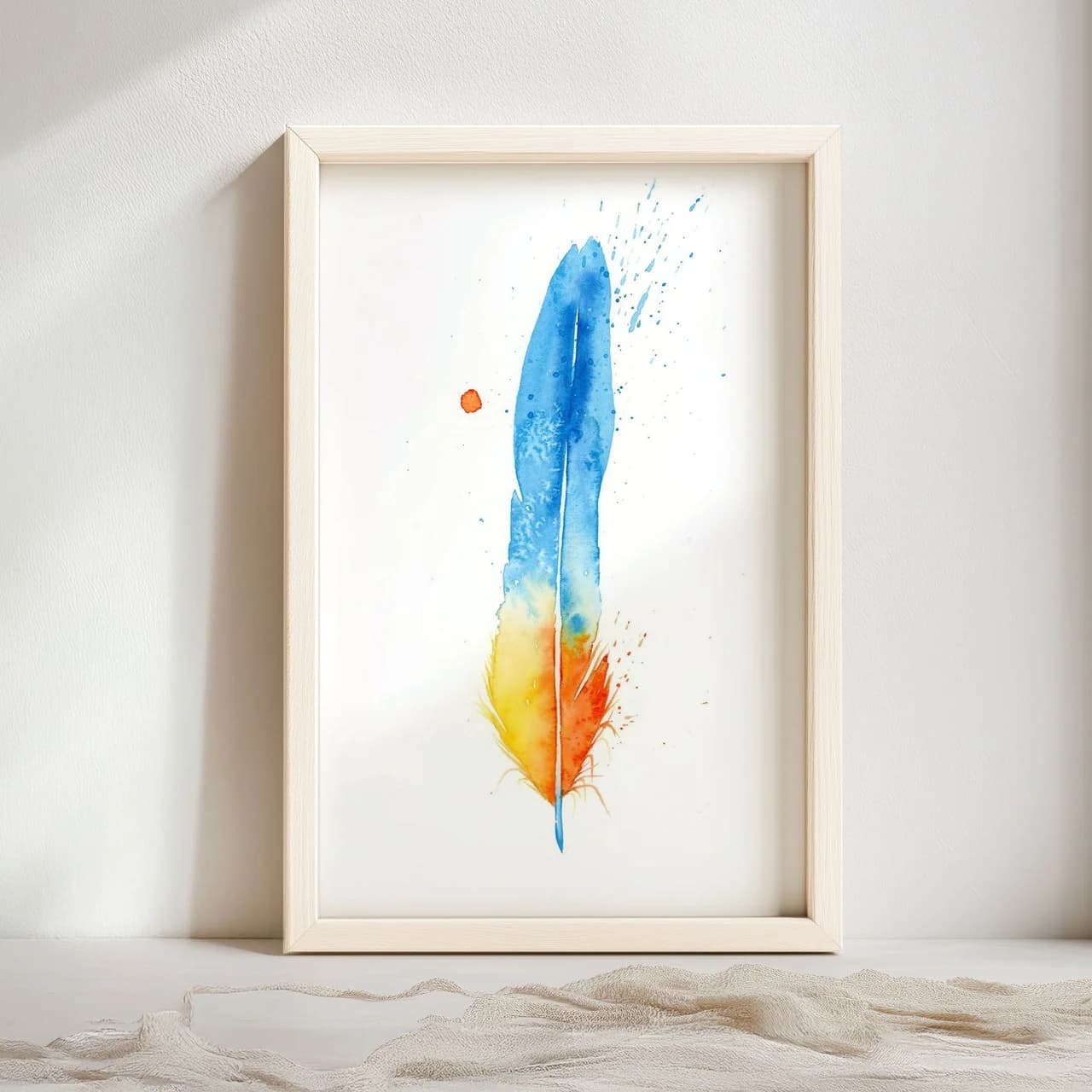 Macaw shown in a room setting
