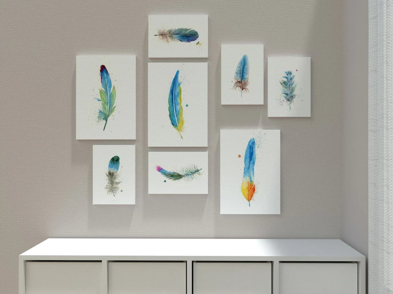 Macaw shown in a room setting