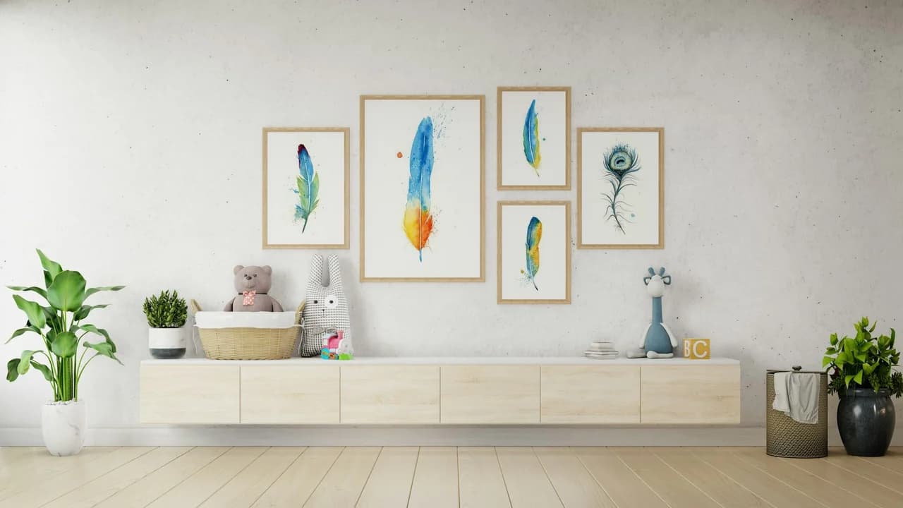 Macaw shown in a room setting