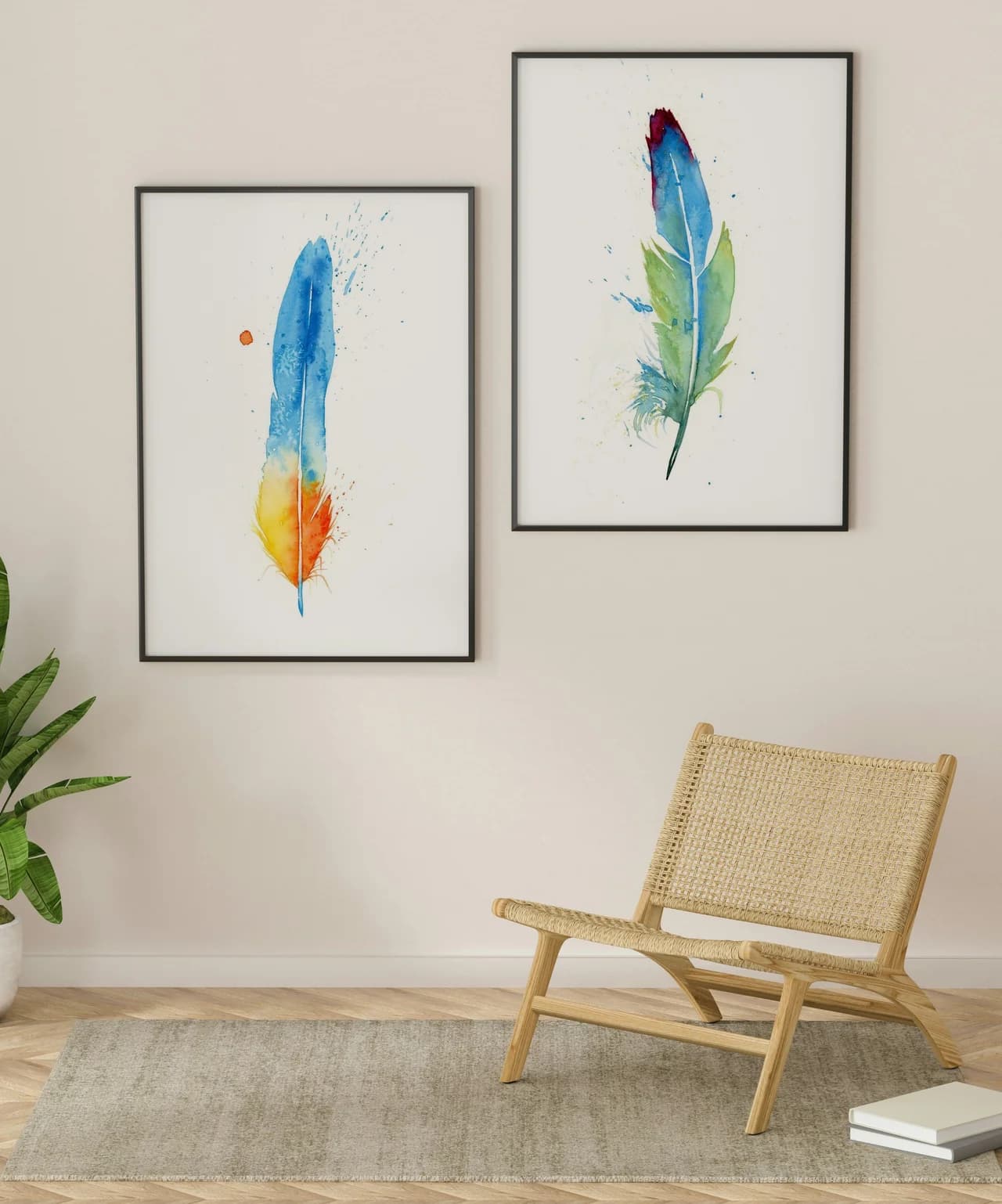 Macaw shown in a room setting