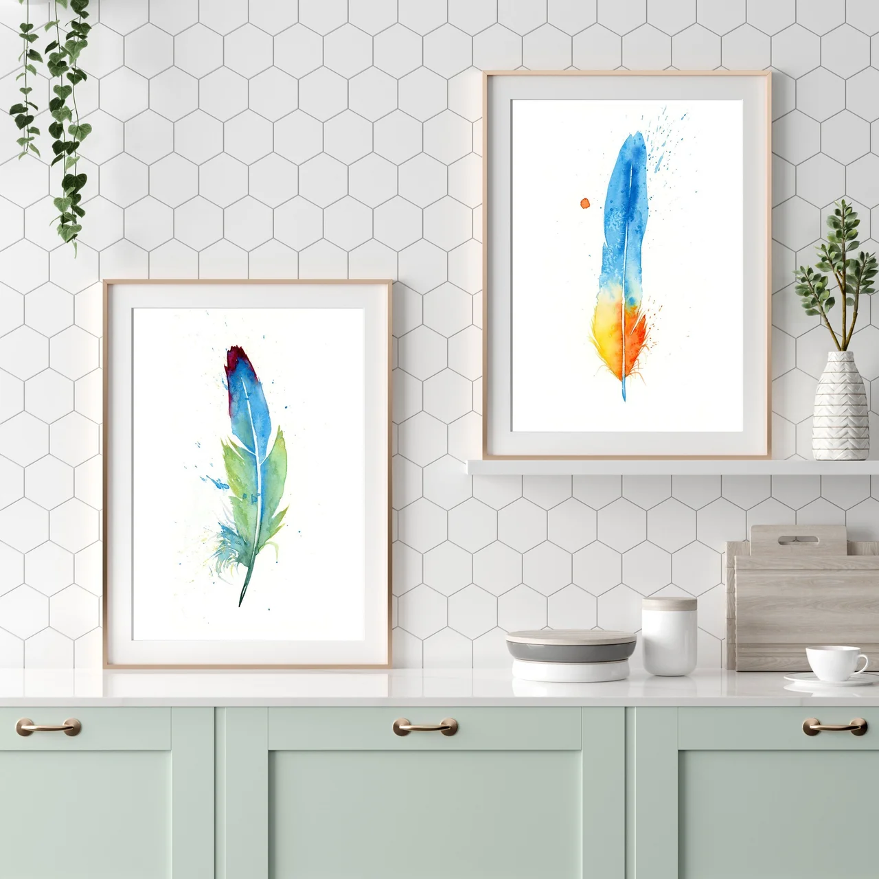 Macaw shown in a room setting