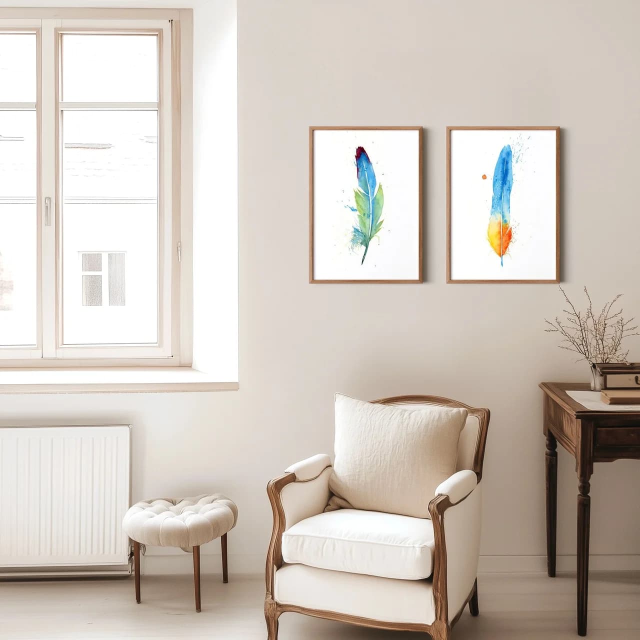 Macaw shown in a room setting
