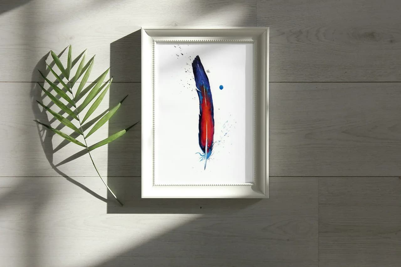 Macaw shown in a room setting