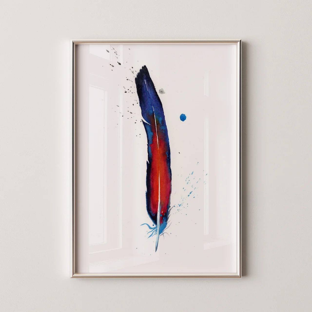 Macaw shown in a room setting