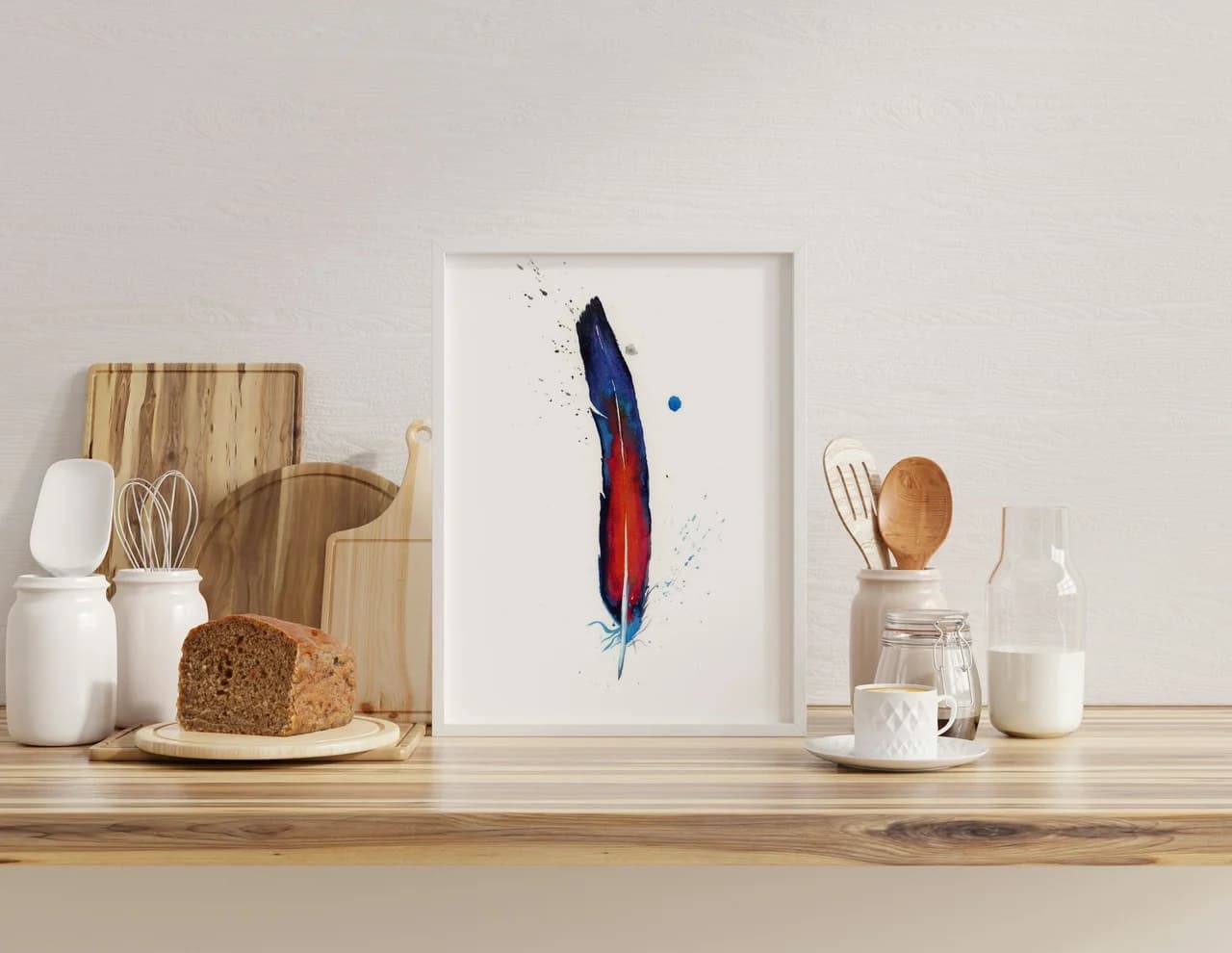 Macaw shown in a room setting