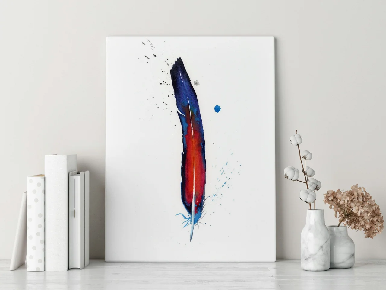 Macaw shown in a room setting