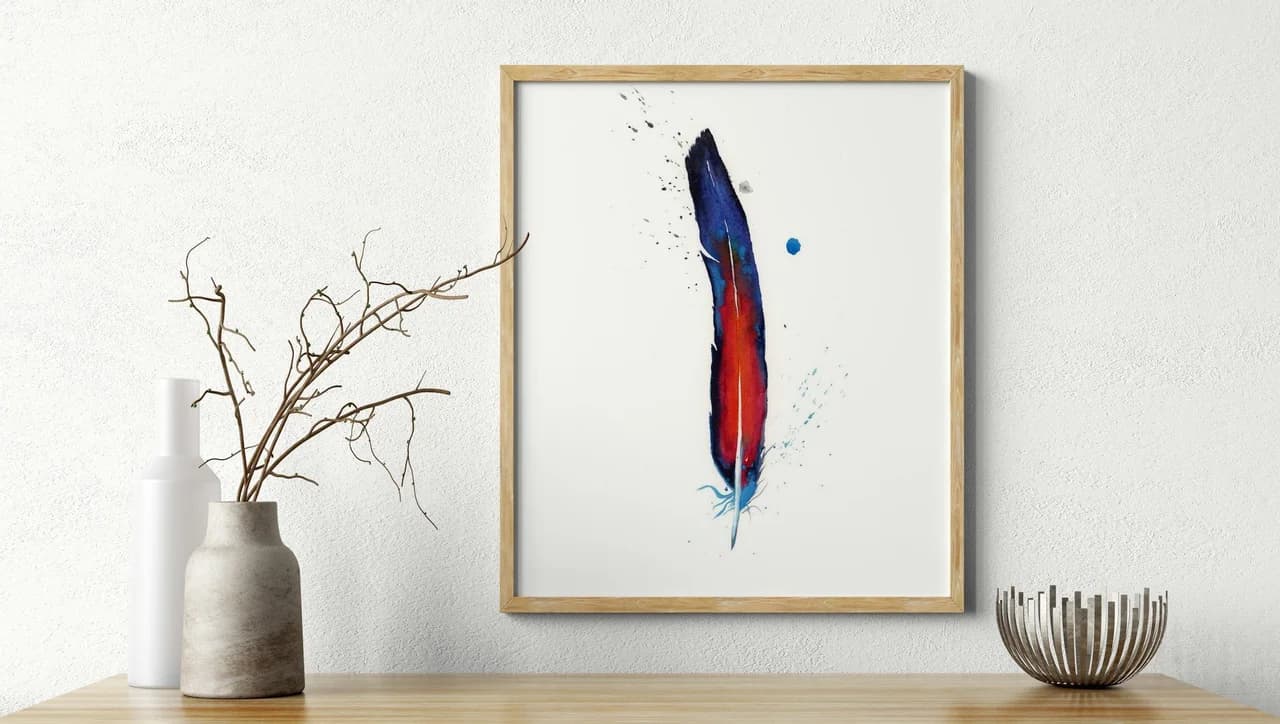 Macaw shown in a room setting