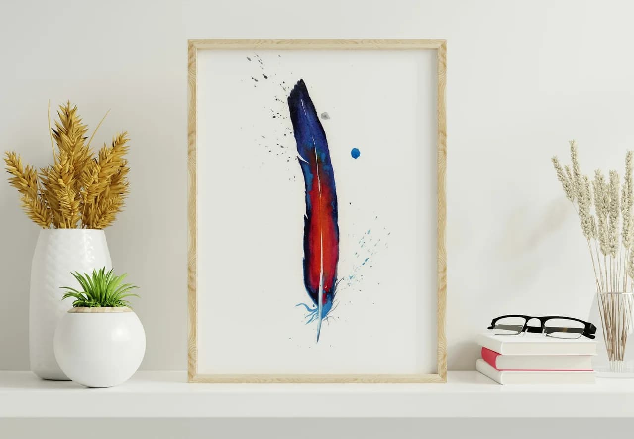 Macaw shown in a room setting