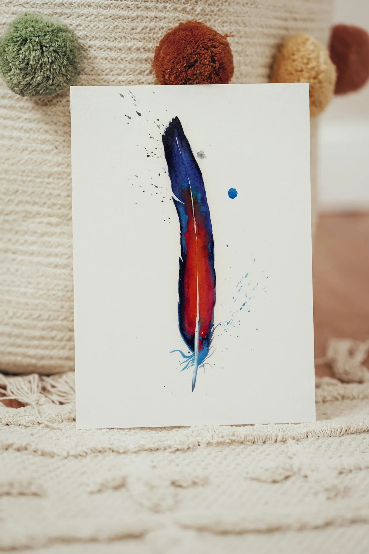 Macaw shown in a room setting