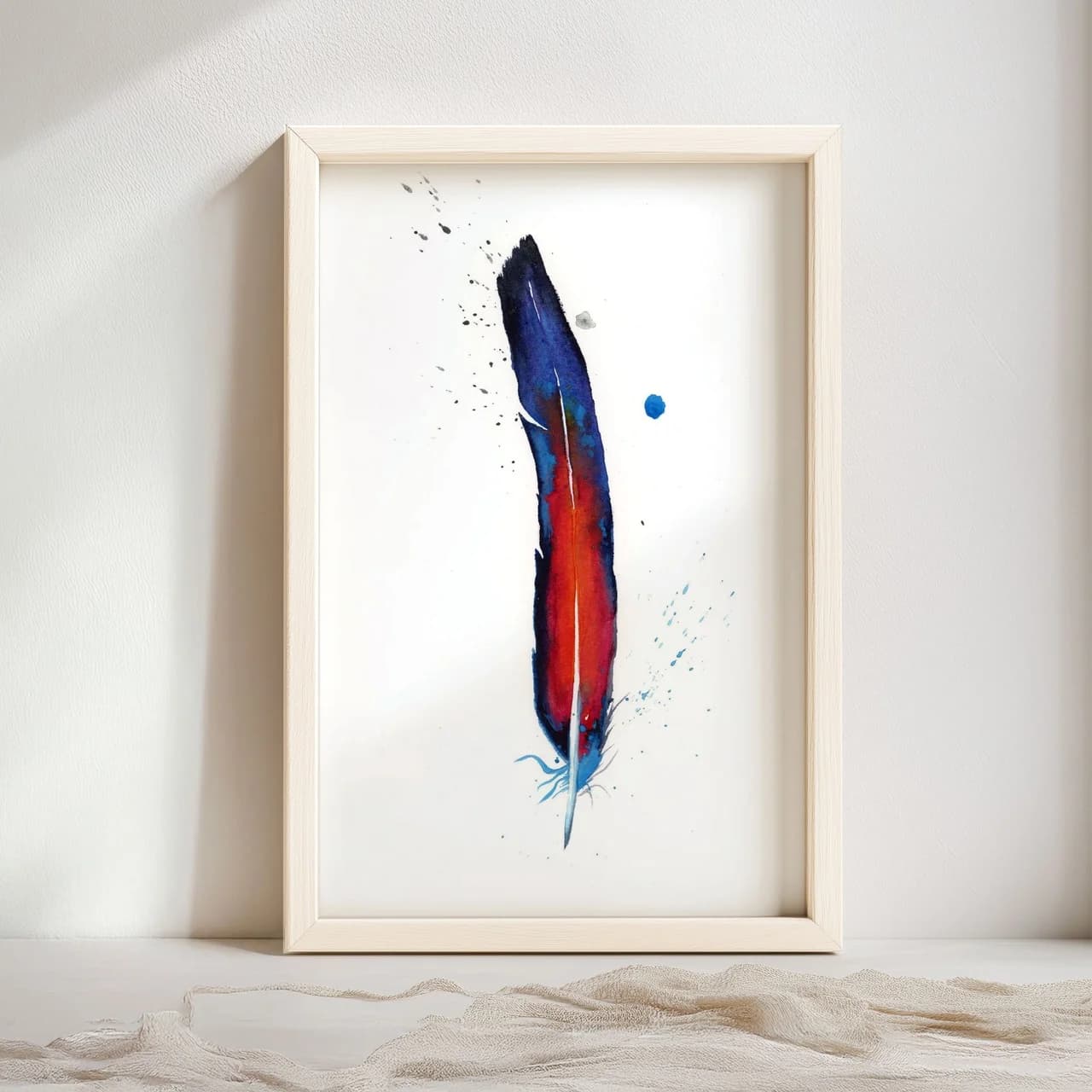 Macaw shown in a room setting