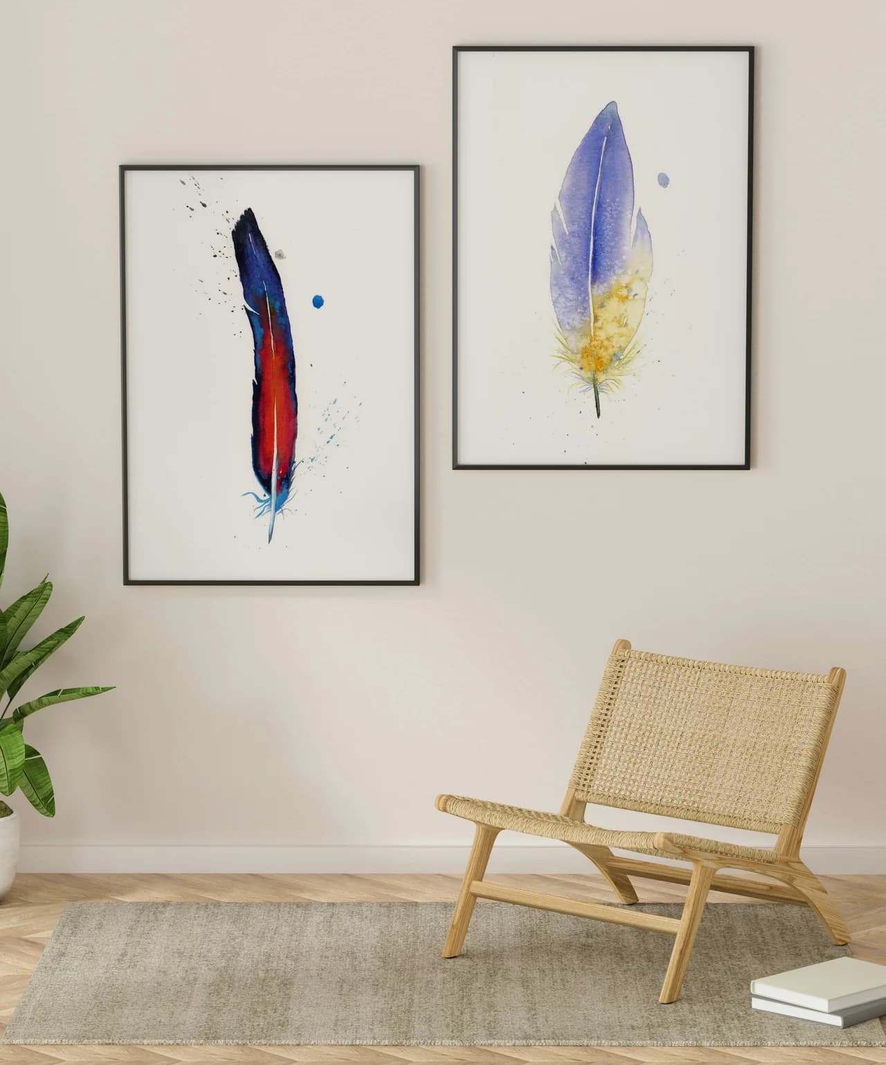 Macaw shown in a room setting