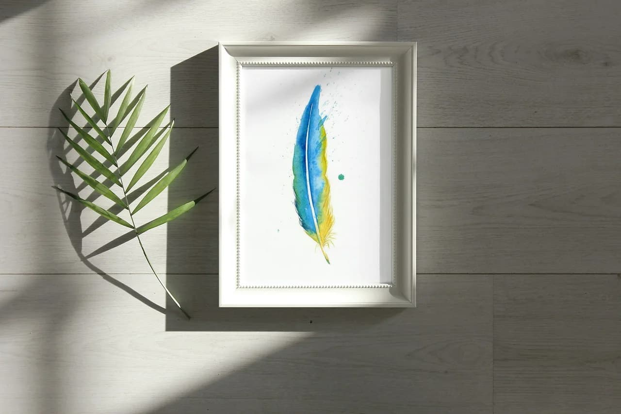 Macaw shown in a room setting