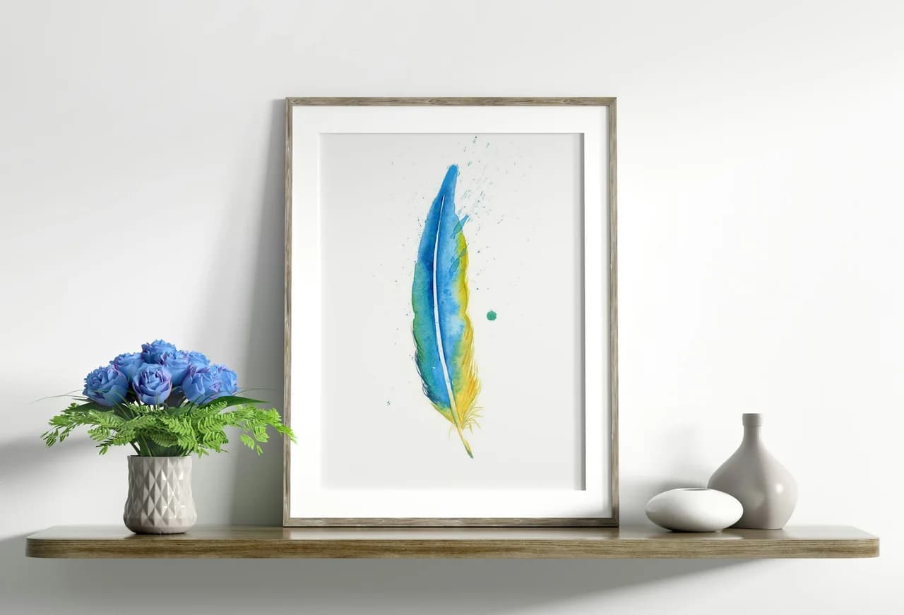 Macaw shown in a room setting