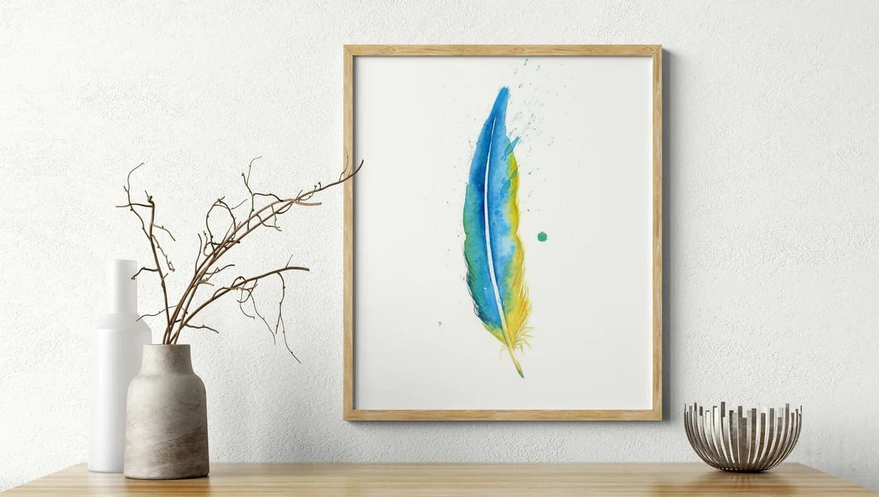 Macaw shown in a room setting