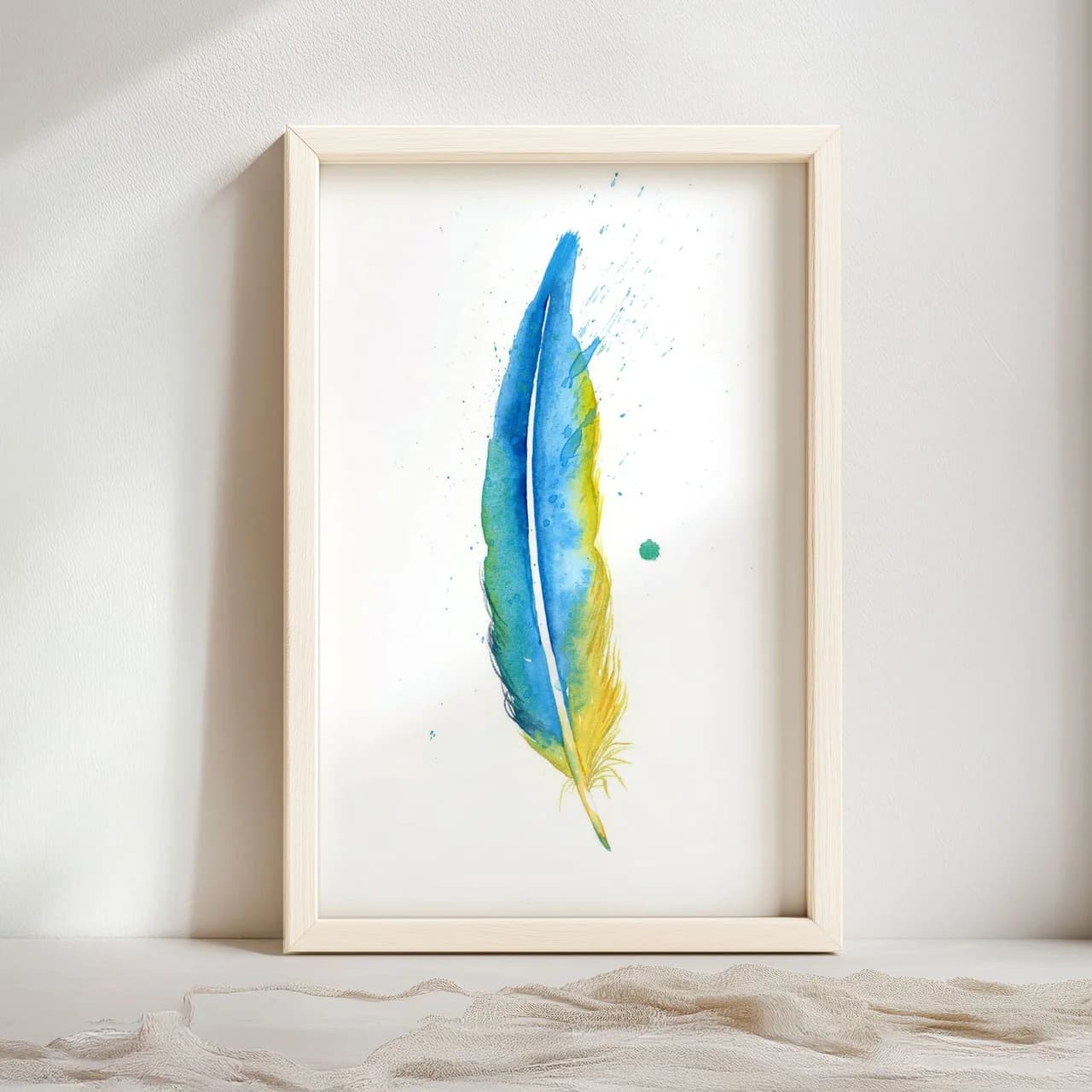 Macaw shown in a room setting
