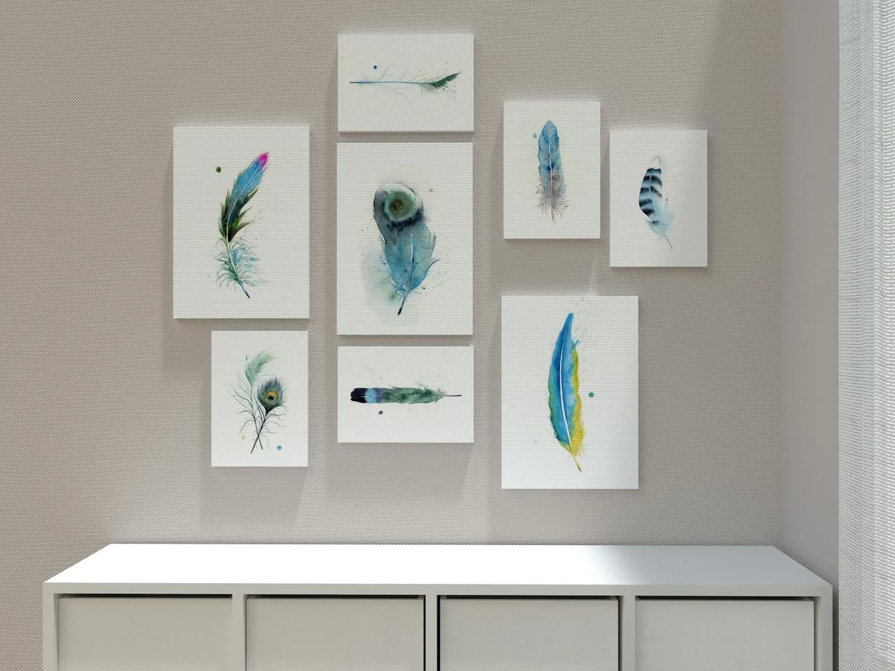 Macaw shown in a room setting
