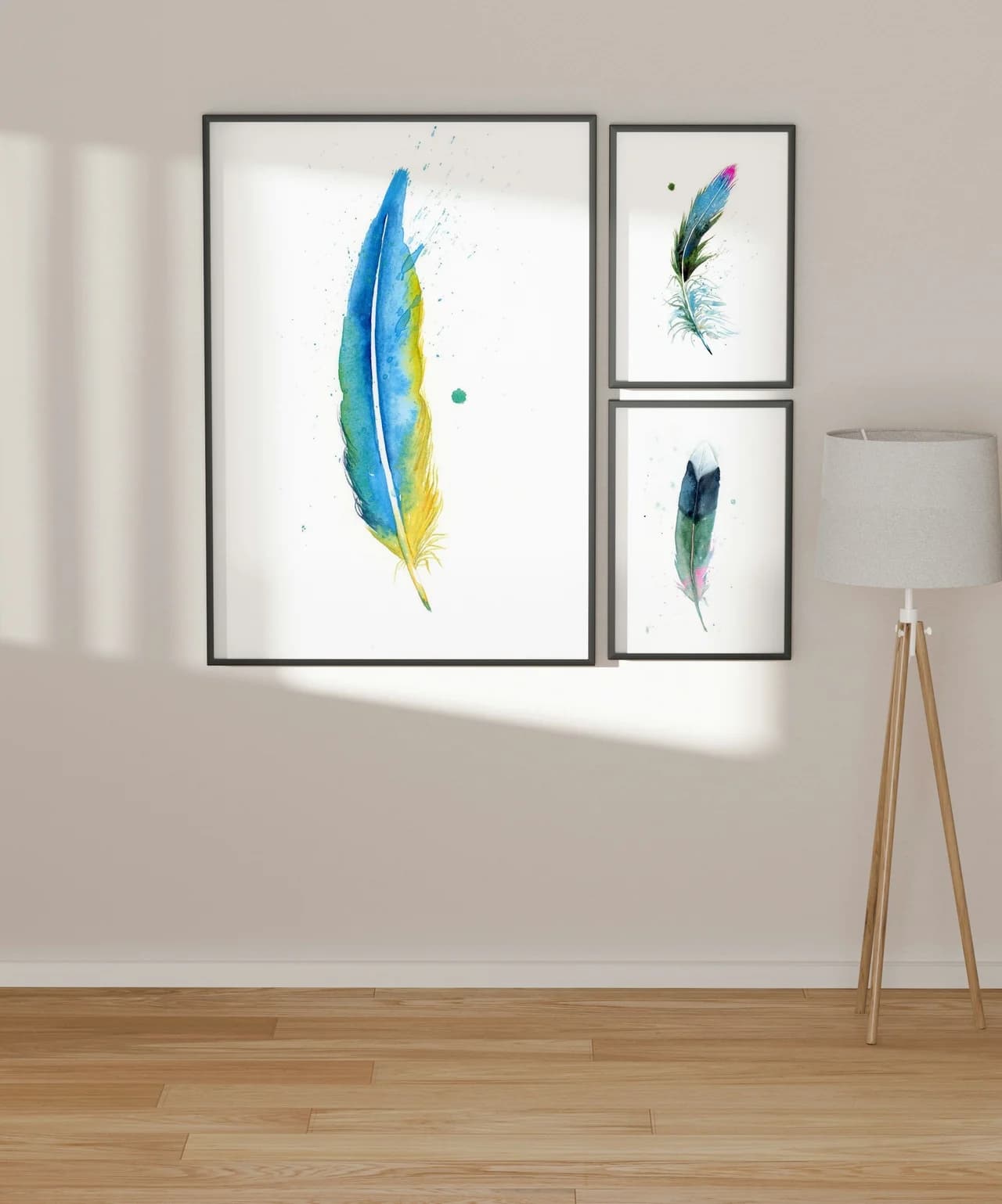 Macaw shown in a room setting