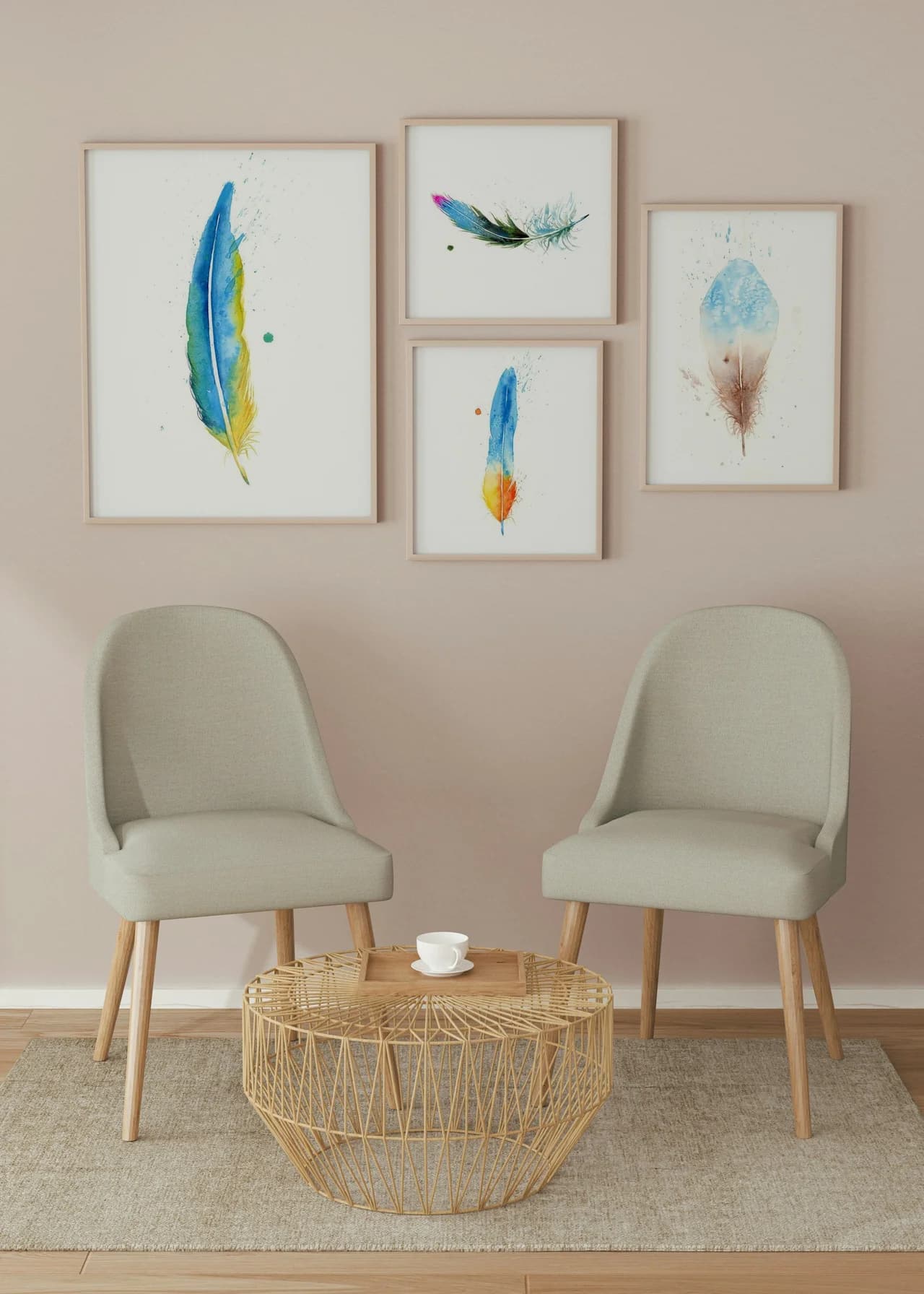 Macaw shown in a room setting