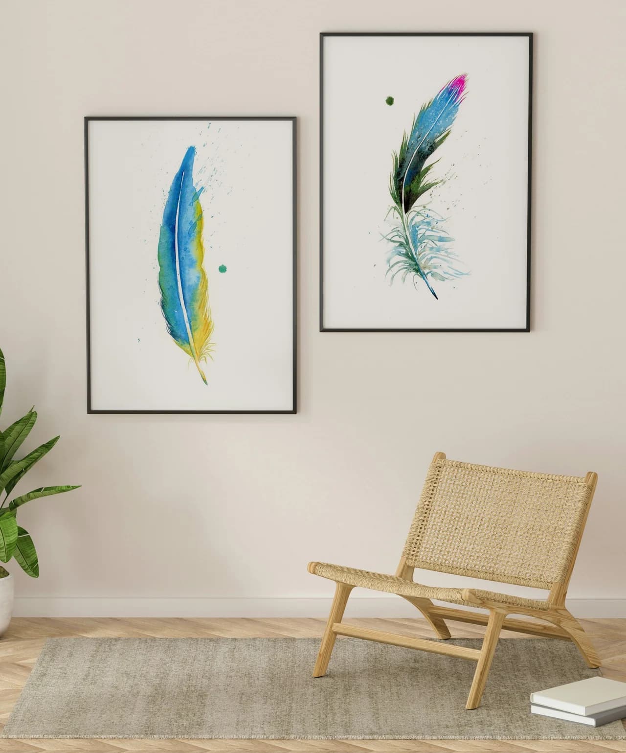 Macaw shown in a room setting