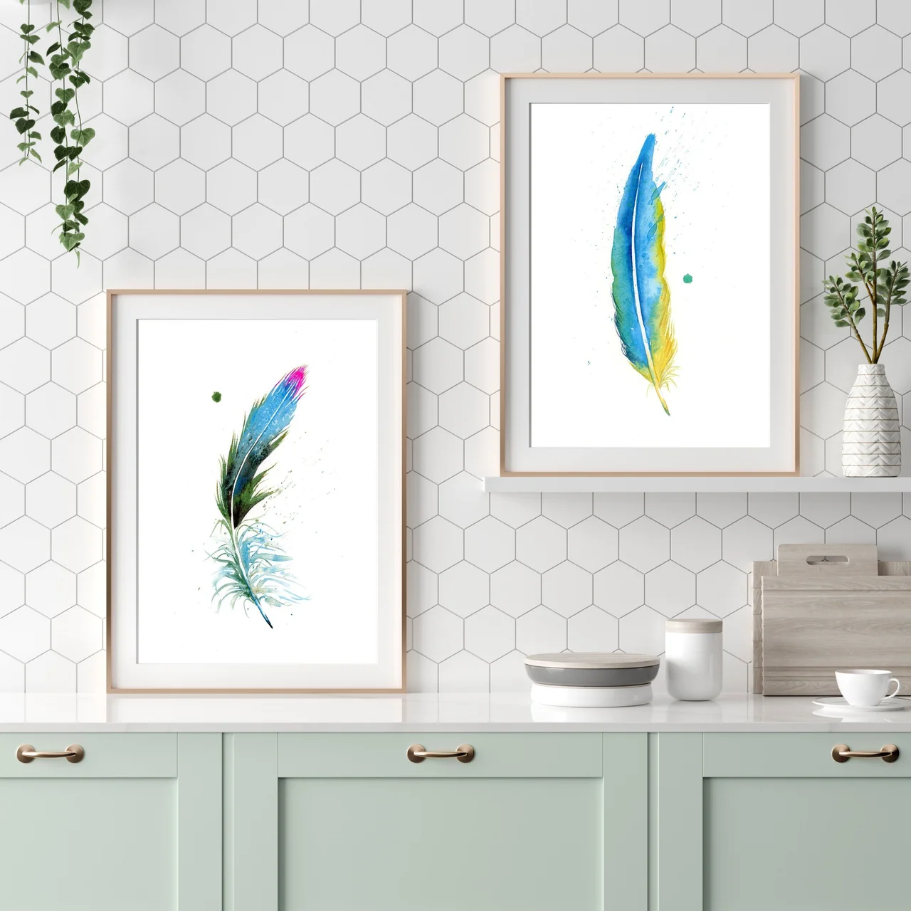 Macaw shown in a room setting
