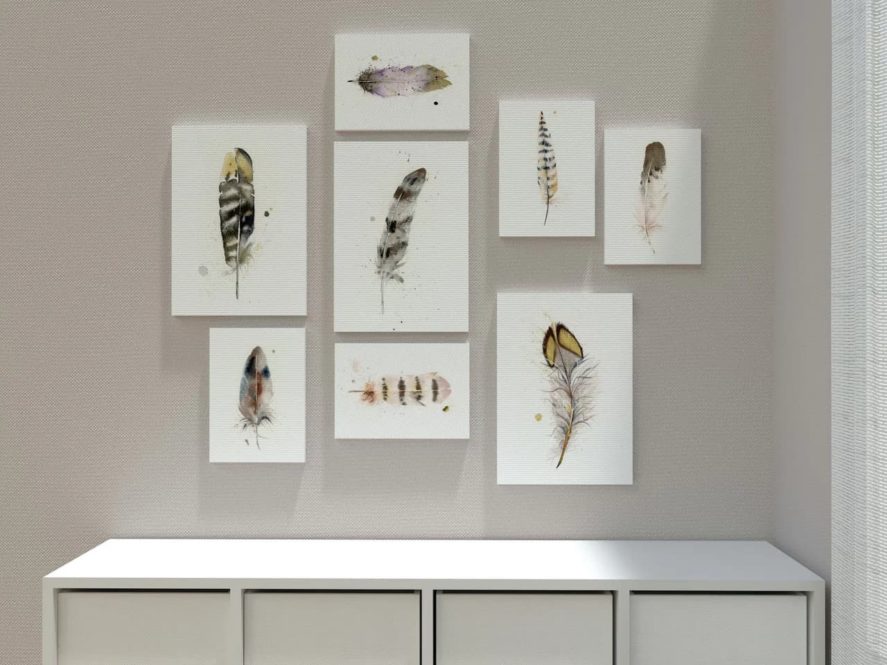 Quail shown in a room setting