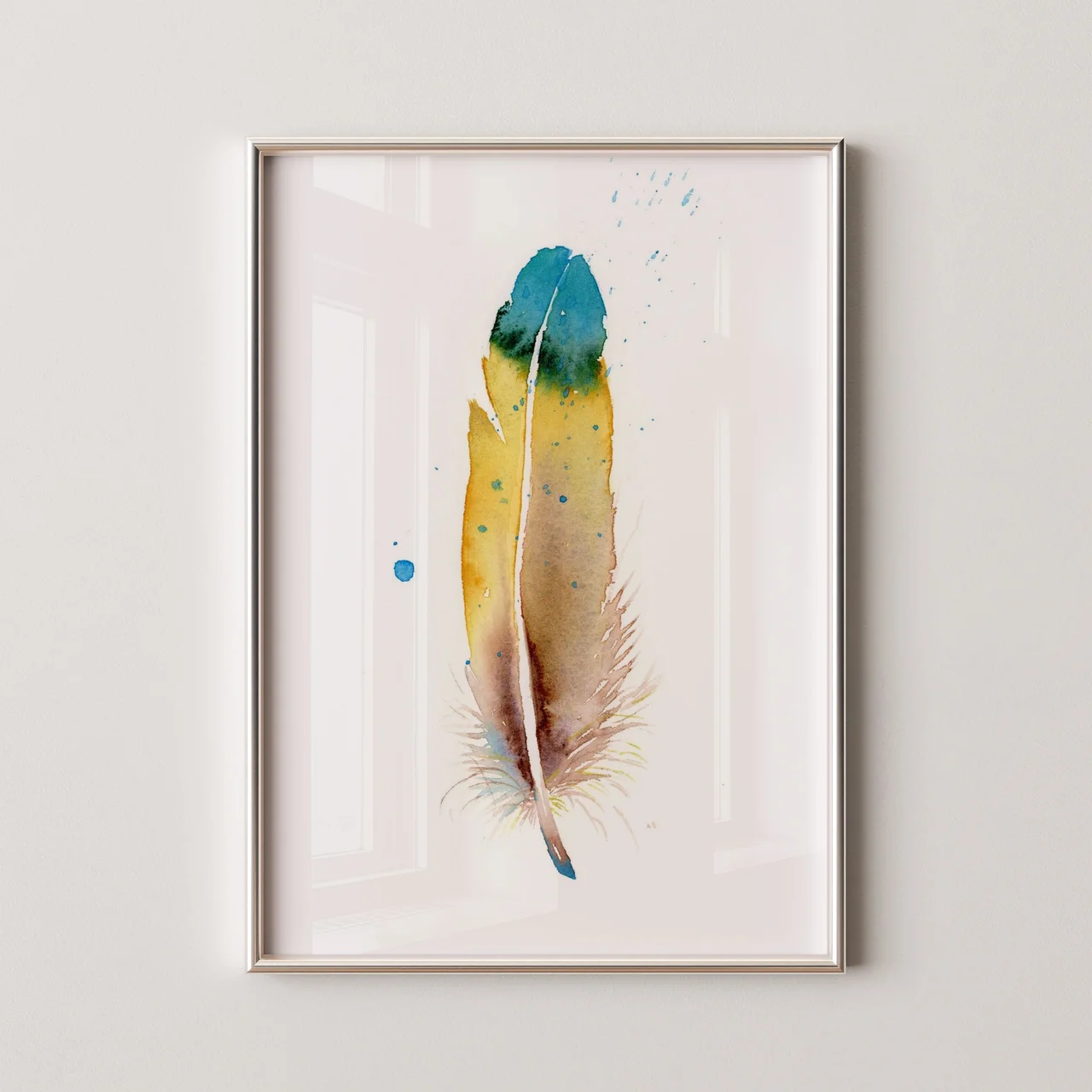 Macaw shown in a room setting