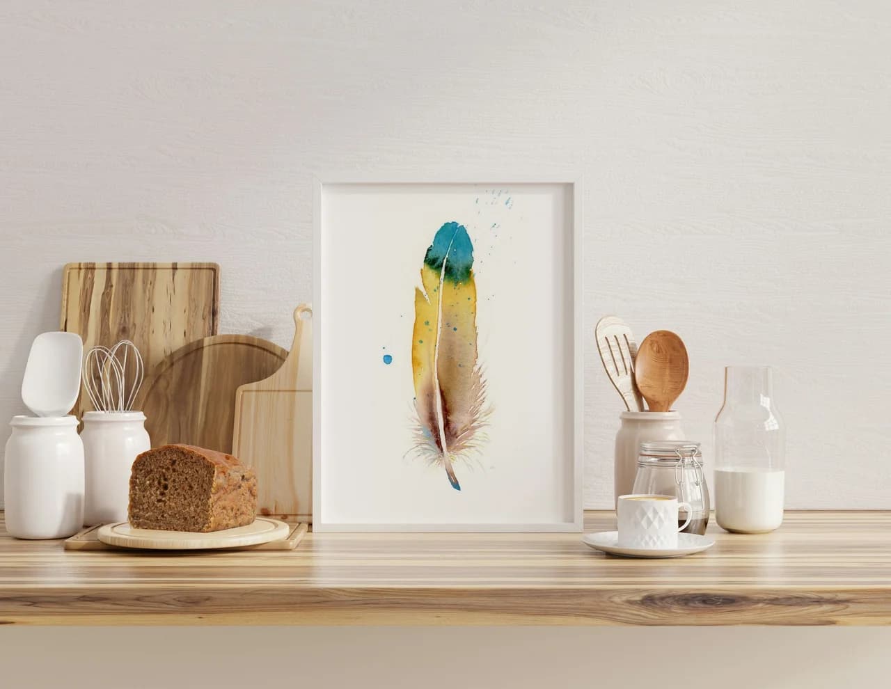 Macaw shown in a room setting