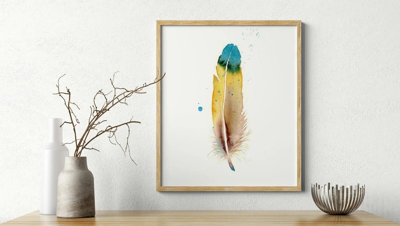 Macaw shown in a room setting