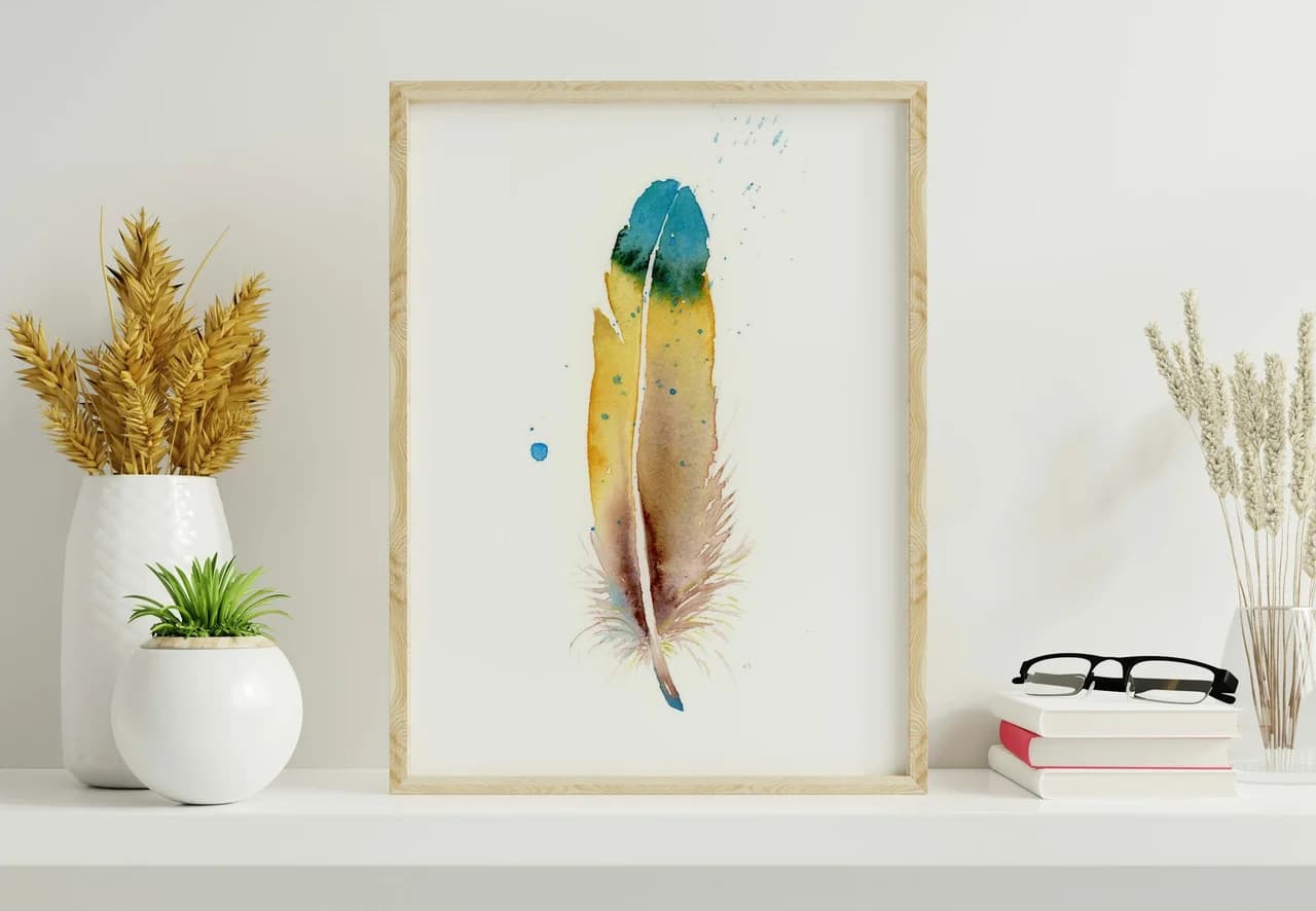 Macaw shown in a room setting