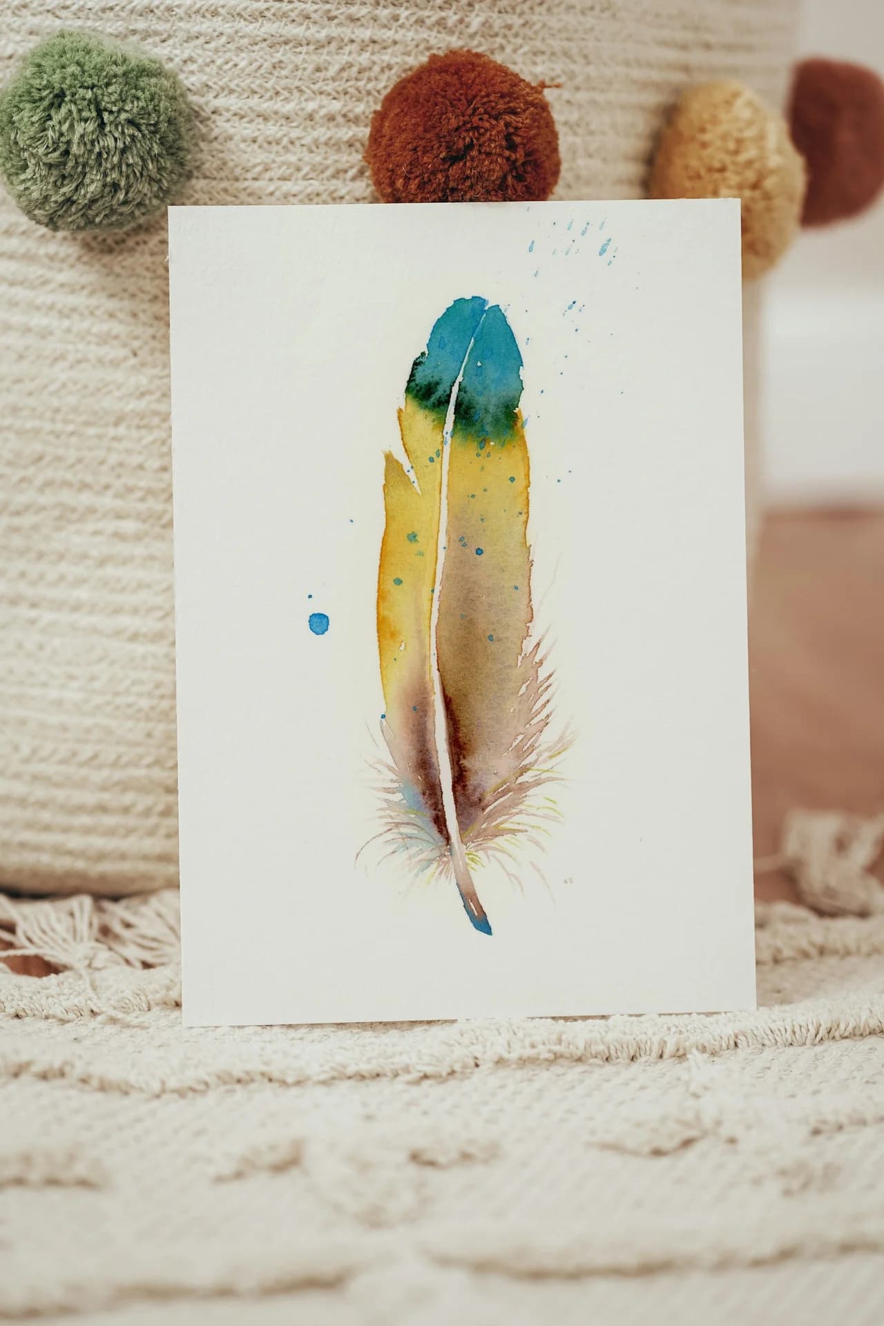 Macaw shown in a room setting