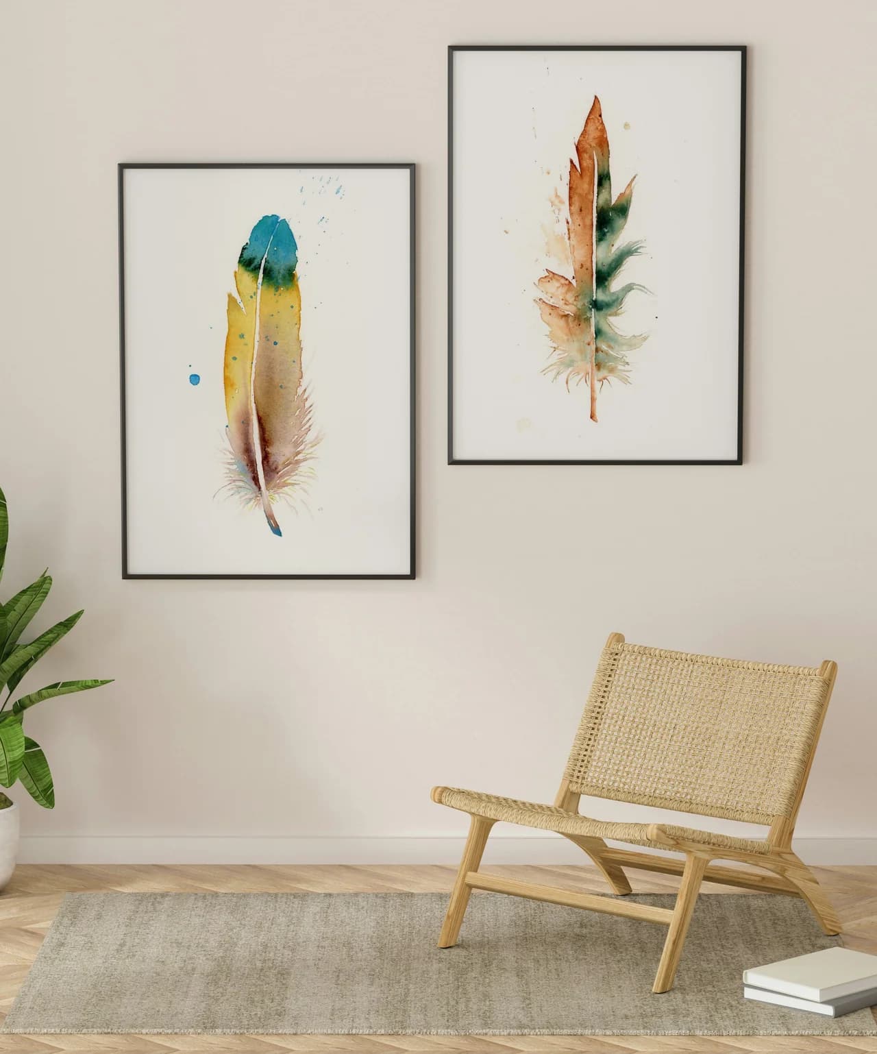Macaw shown in a room setting
