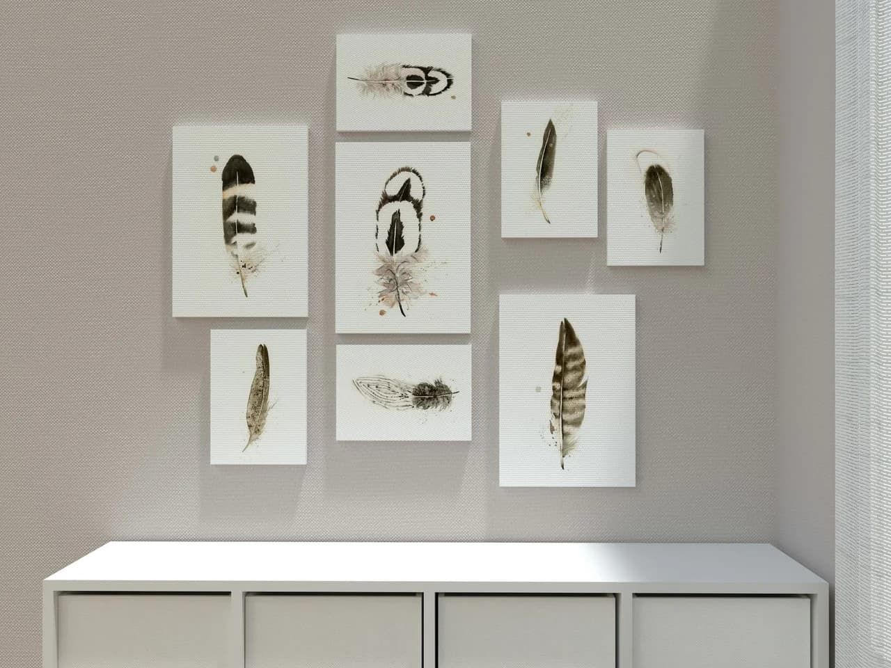 Peregrine Falcon shown in a room setting
