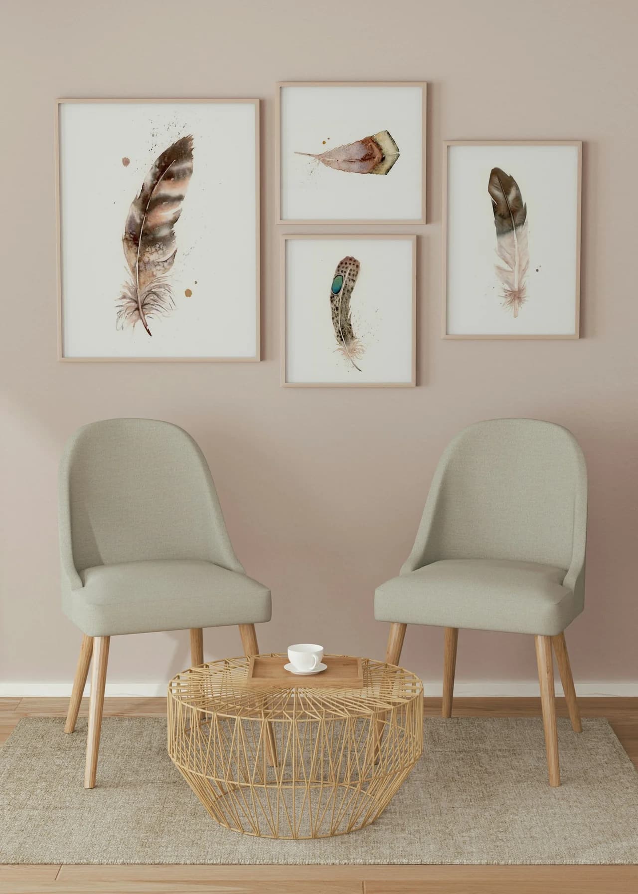 Hawk shown in a room setting