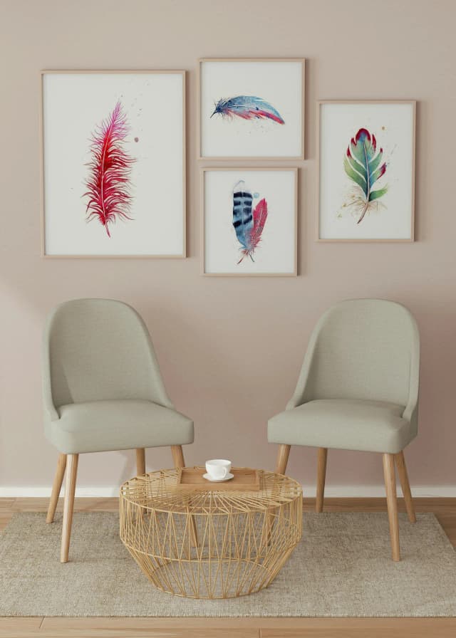 Ostrich shown in a room setting