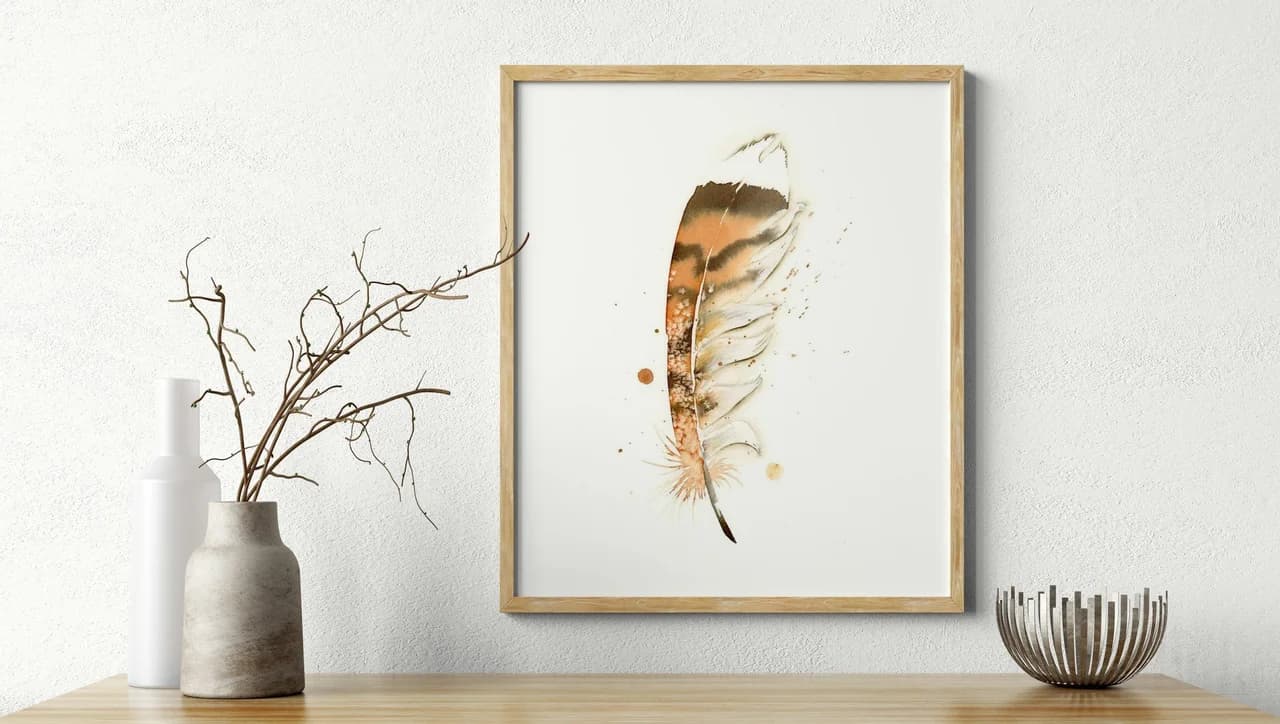 Red Tailed Hawk shown in a room setting